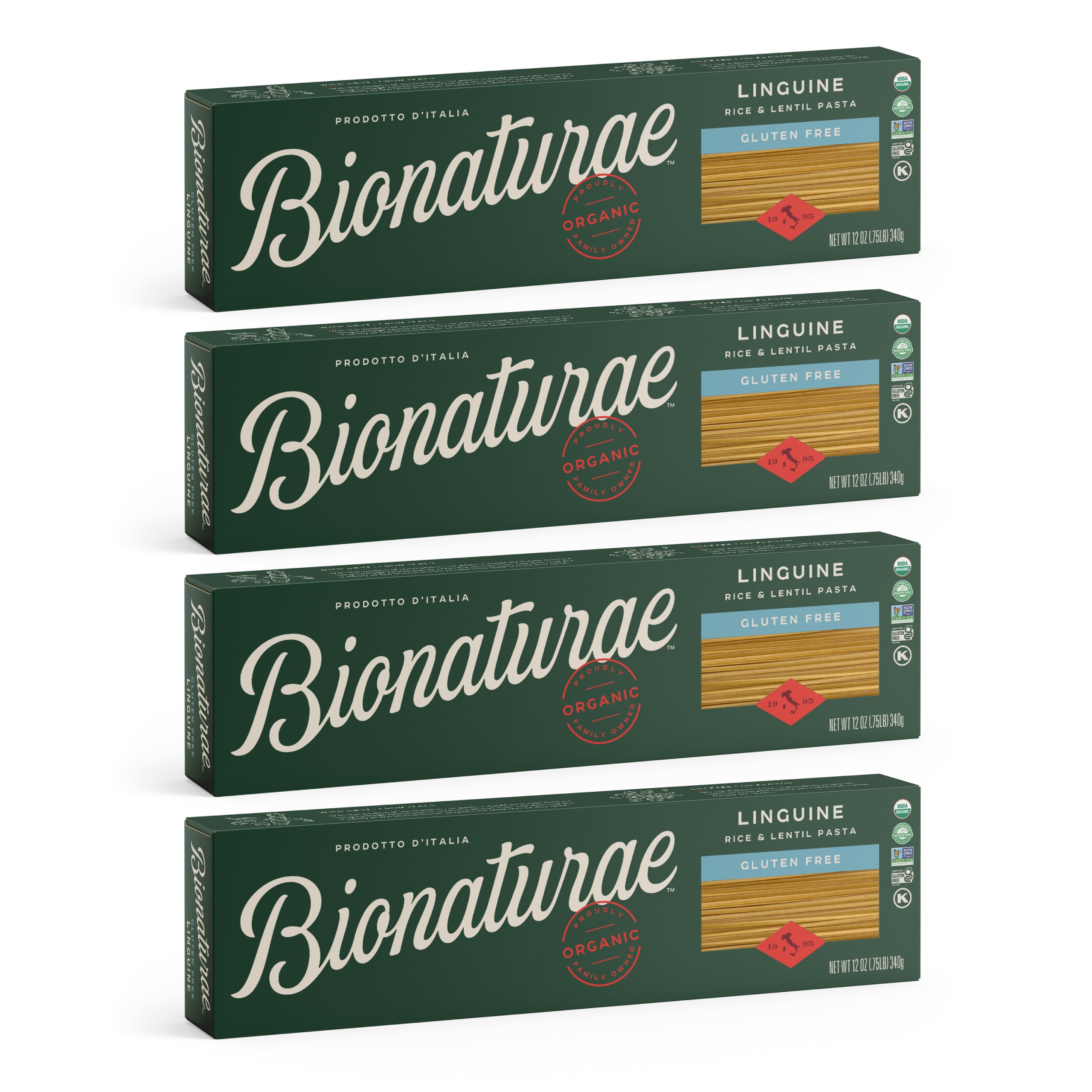 Bionaturae Linguine Pasta Noodles Linguine Rice & Lentil Pasta 12 Oz (Pack of 4)